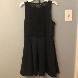 Navy Blue Lace Skater Dress